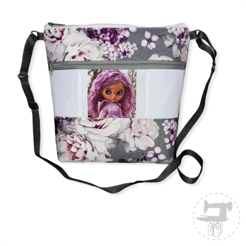 Crossbody šedobílá s květy