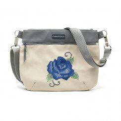 kabelka s výšivkou modrá růže