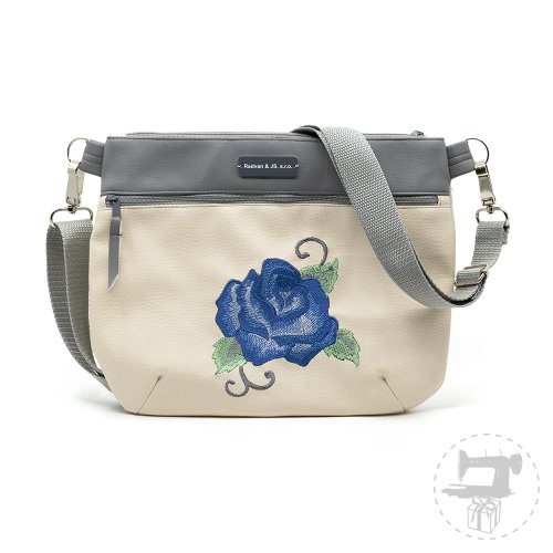 kabelka s výšivkou modrá růže